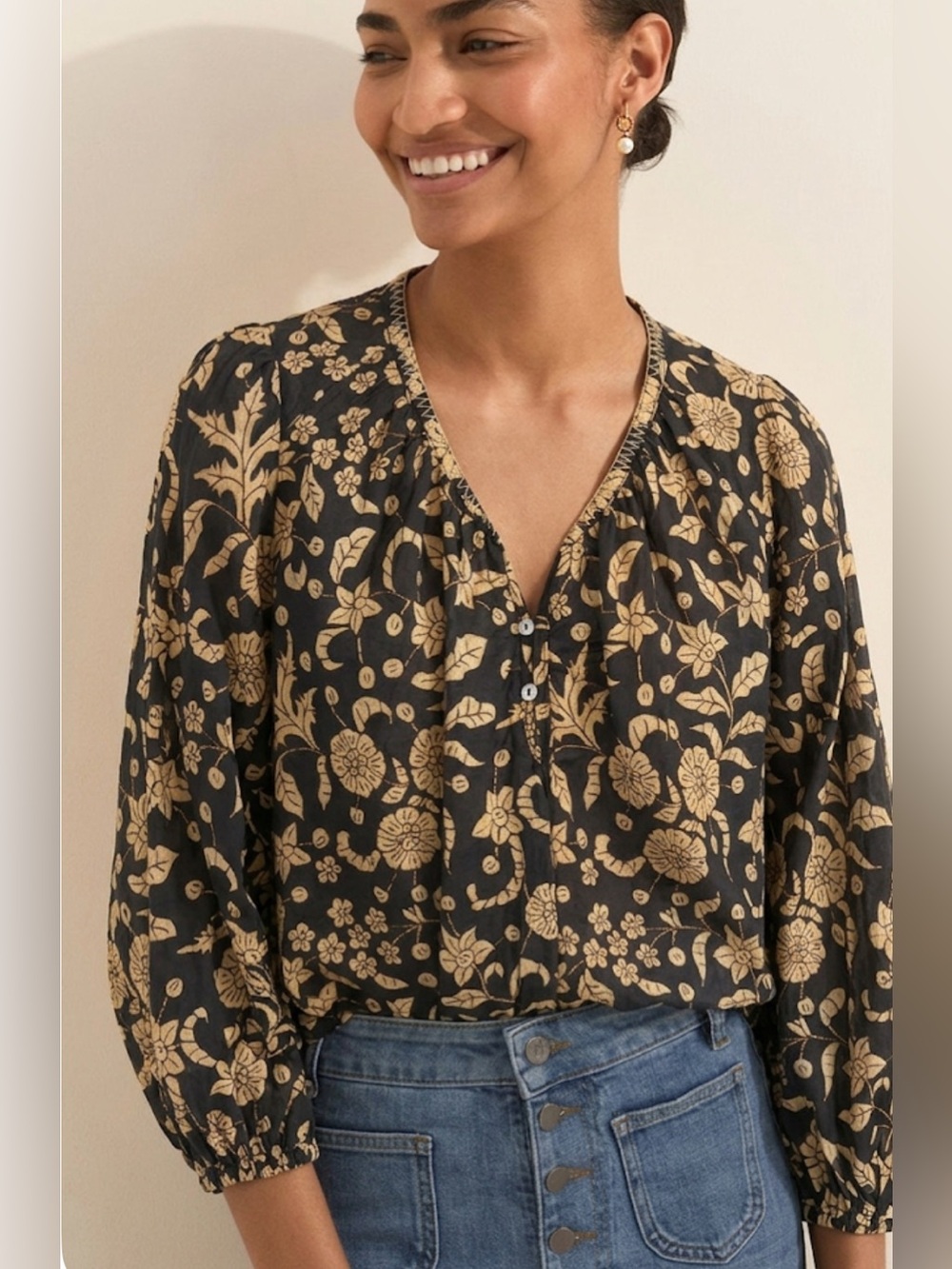 Wrap London Cotton Floral Stitched Blouse size 14